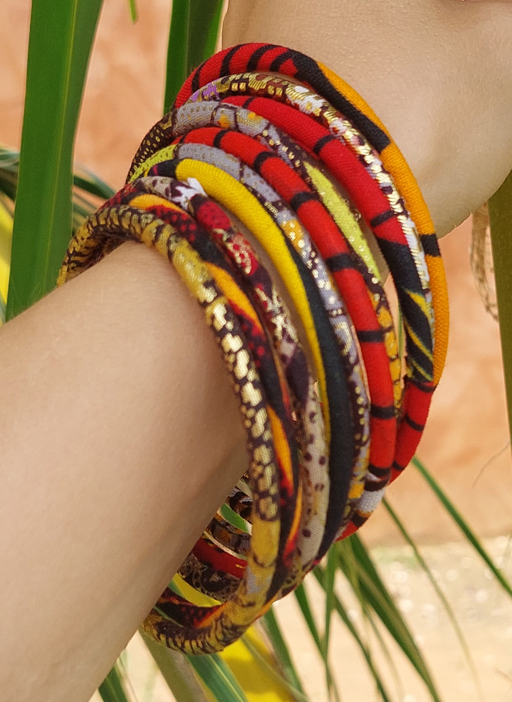 Bracelet en tissu wax coloré