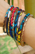 Bracelet en tissu wax coloré