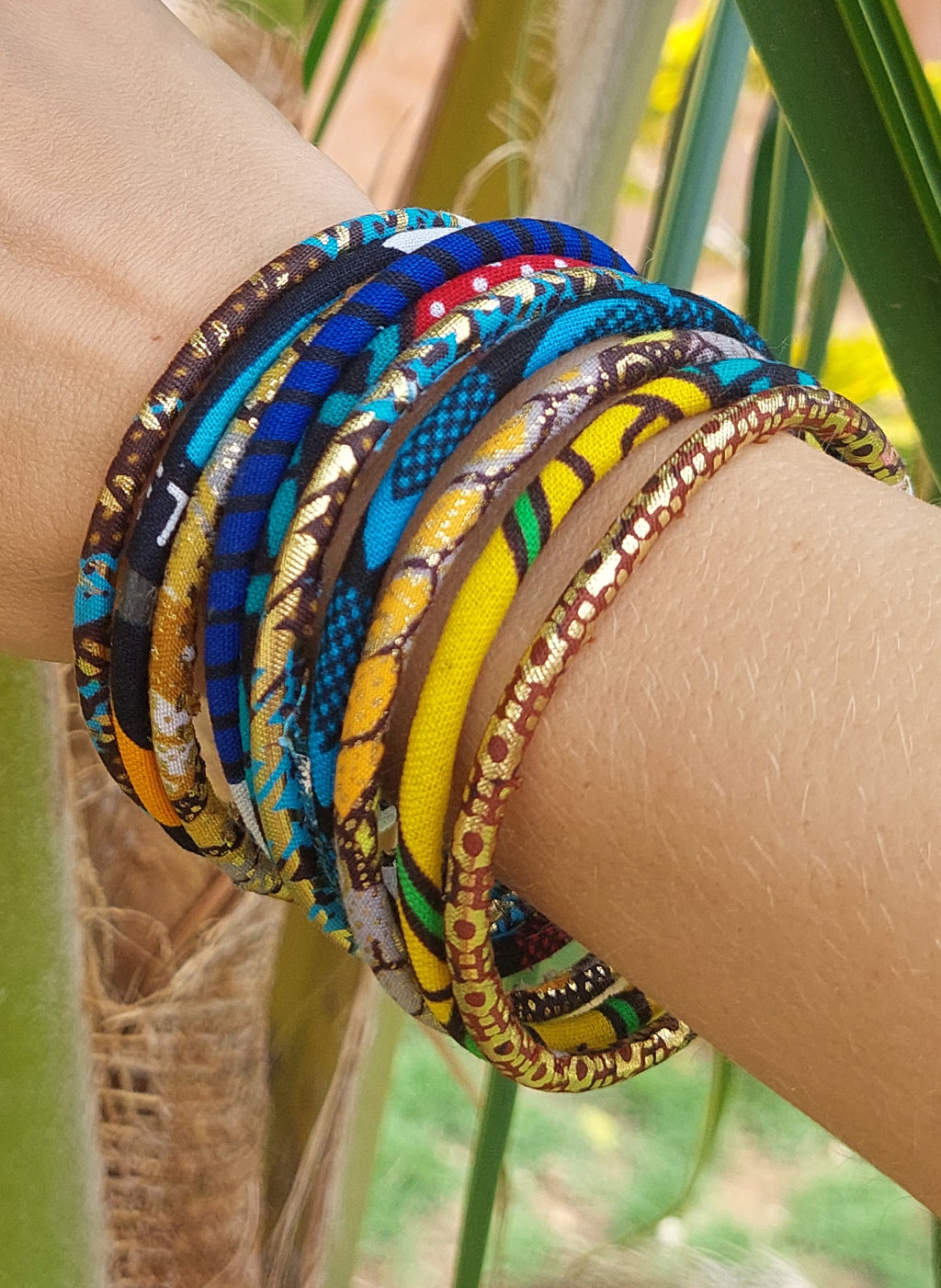 Bracelet en tissu wax coloré