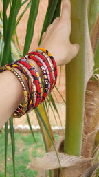 Bracelet en tissu wax coloré