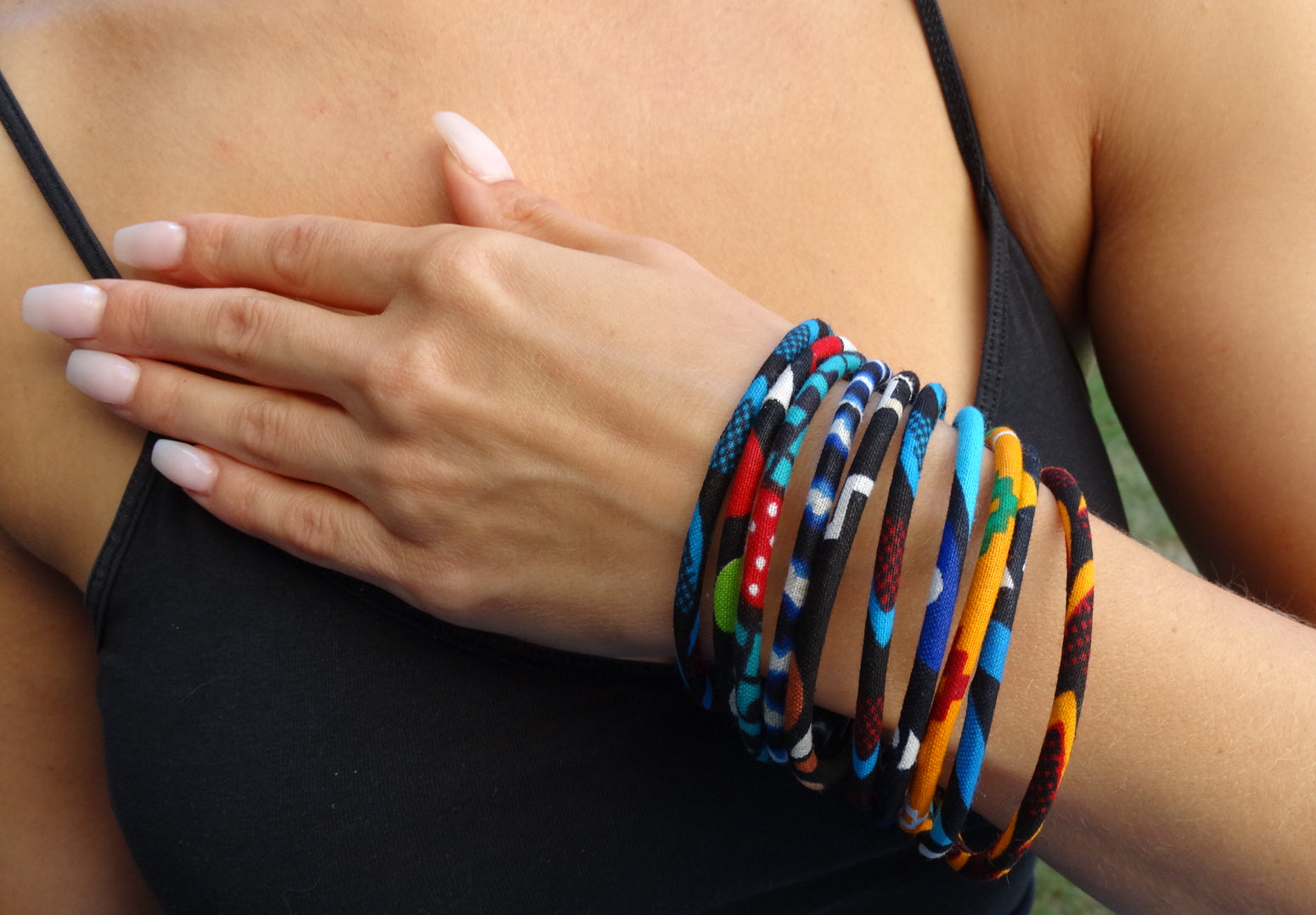 Bracelet en tissu wax coloré