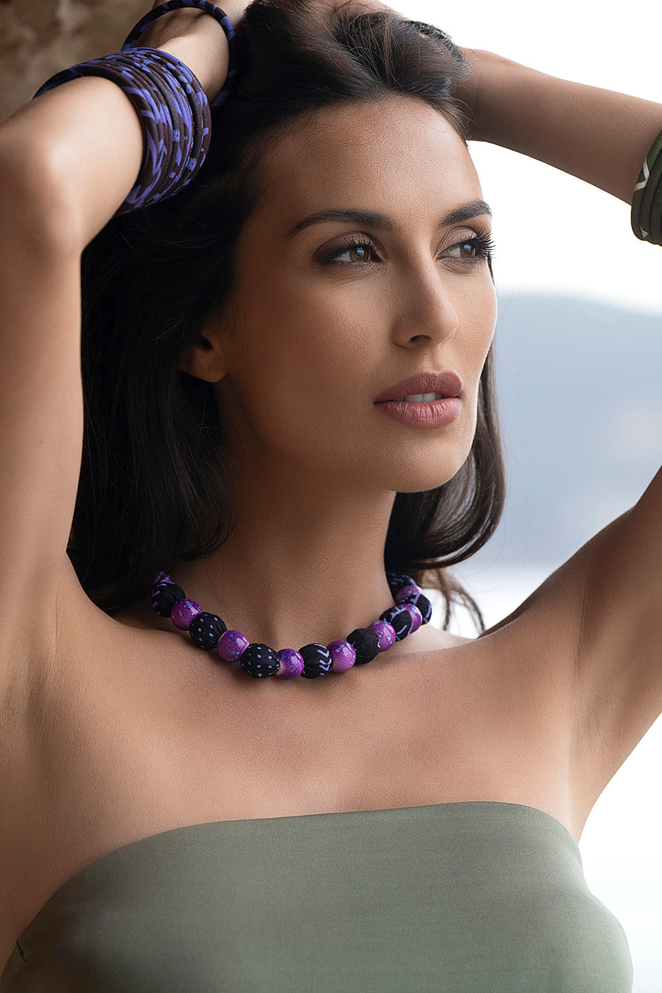 Collier en tissu Wax