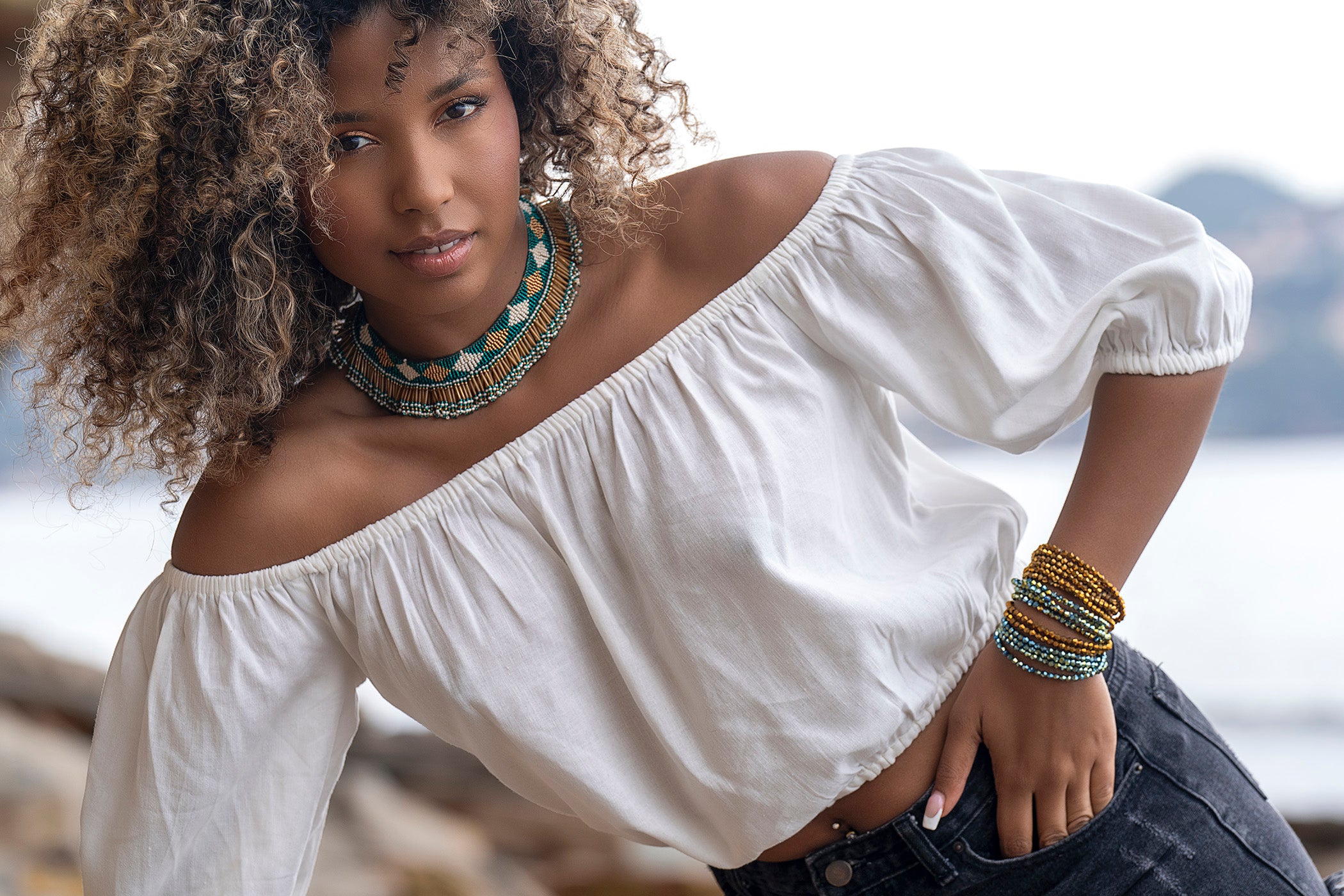 Collier en perles de verre