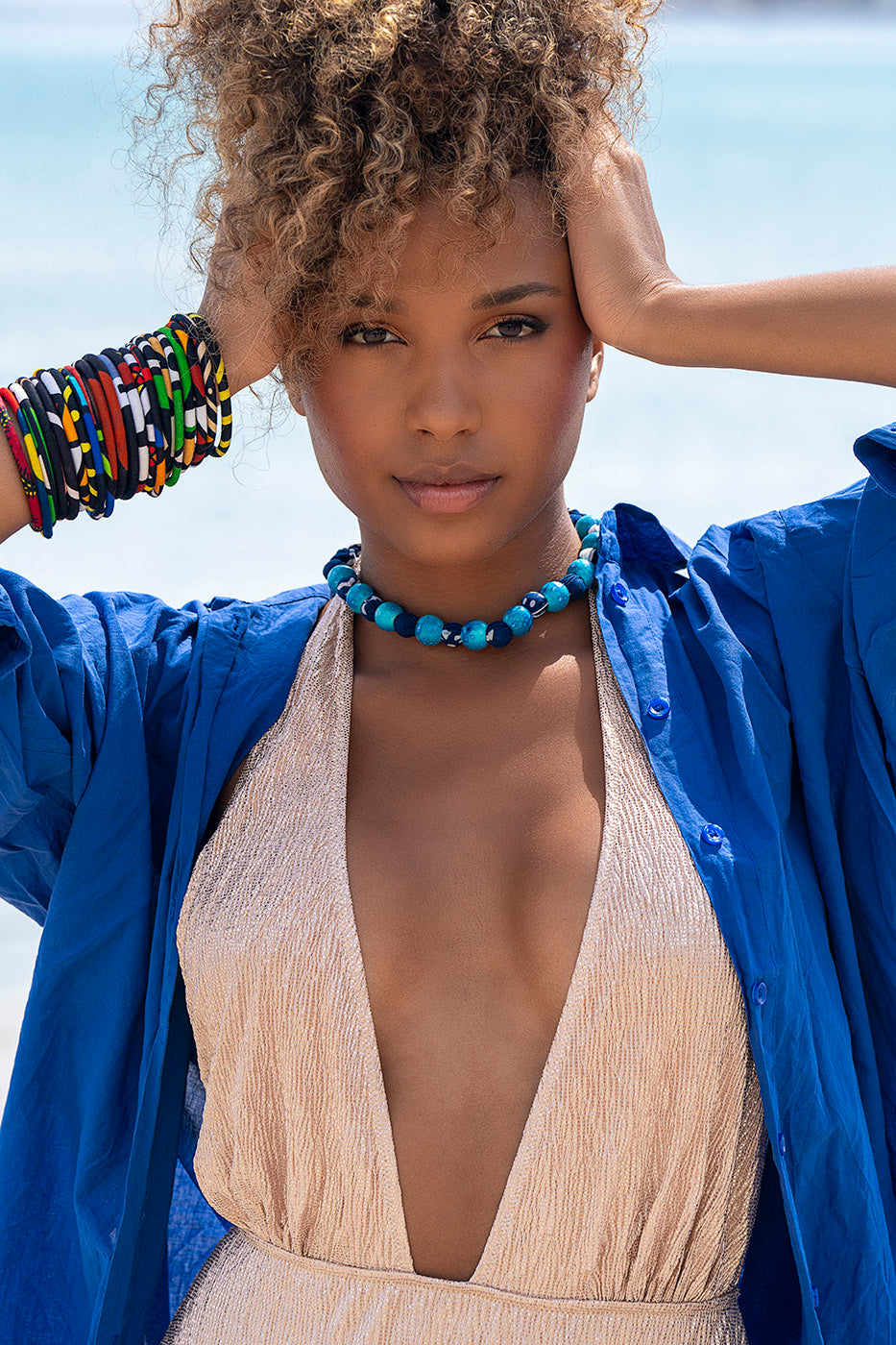 Collier en tissu Wax