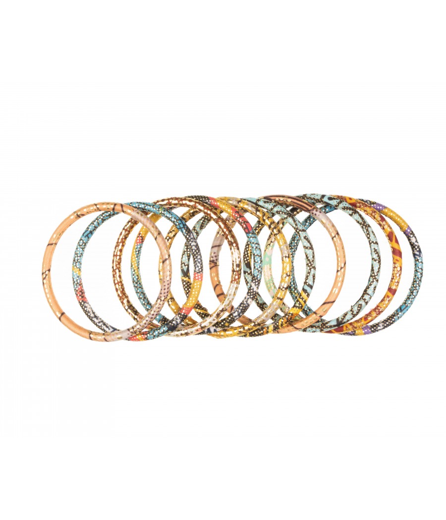 Bracelet en tissu wax doré