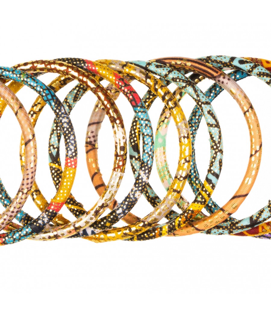 Bracelet en tissu wax doré