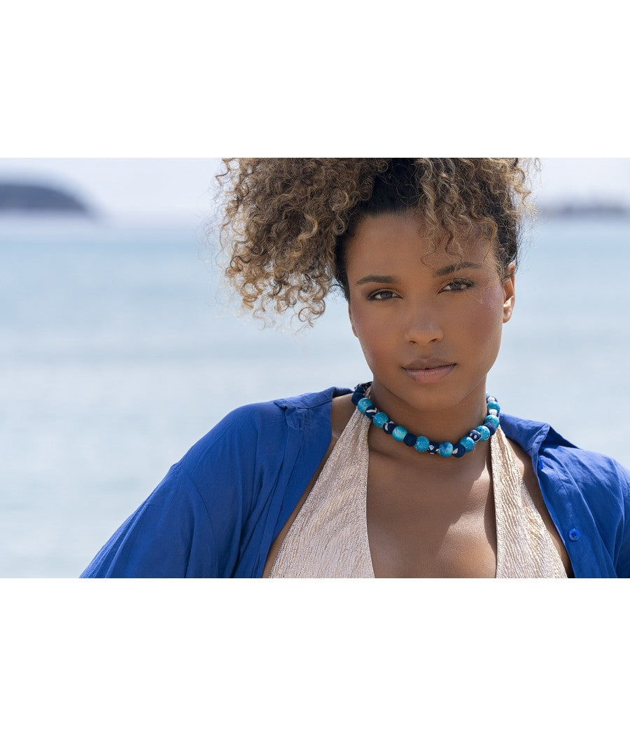 Collier en tissu Wax