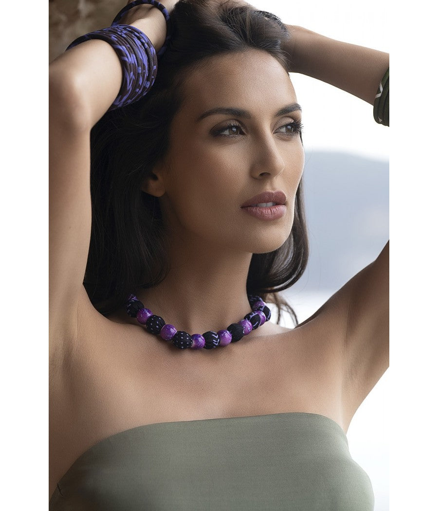 Collier en tissu Wax