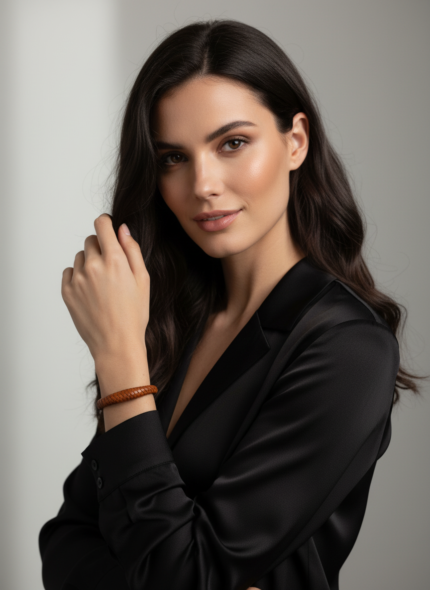 Bracelet en cuir de chèvre tressé